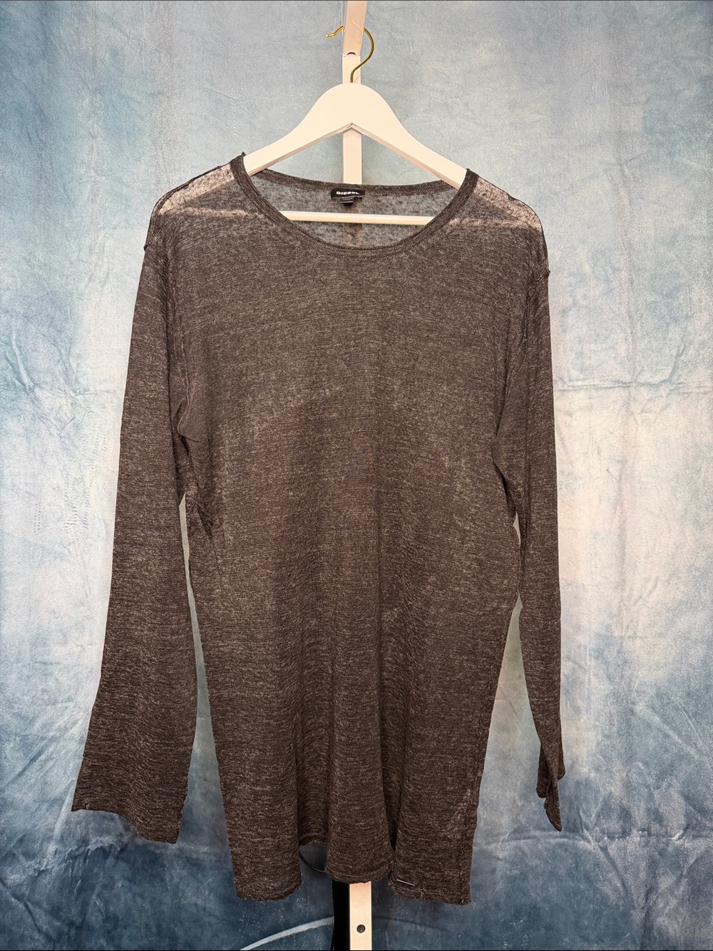 Diesel Men's Long Sleeve Tee - Heather Gray Size Large